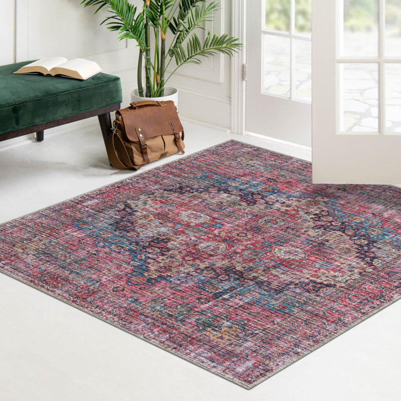 Gutshall Chenille Oriental Indoor Rug, Square 5'3"