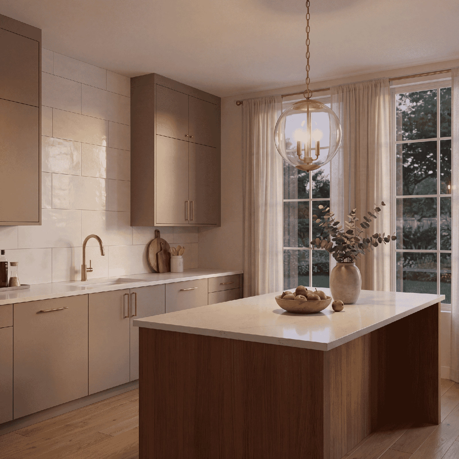 Patterson Chandelier, Natural Brass