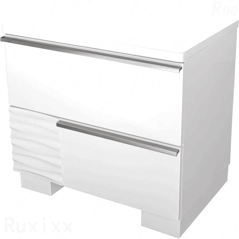 Table de chevet à 2 tiroirs en bois laqué blanc