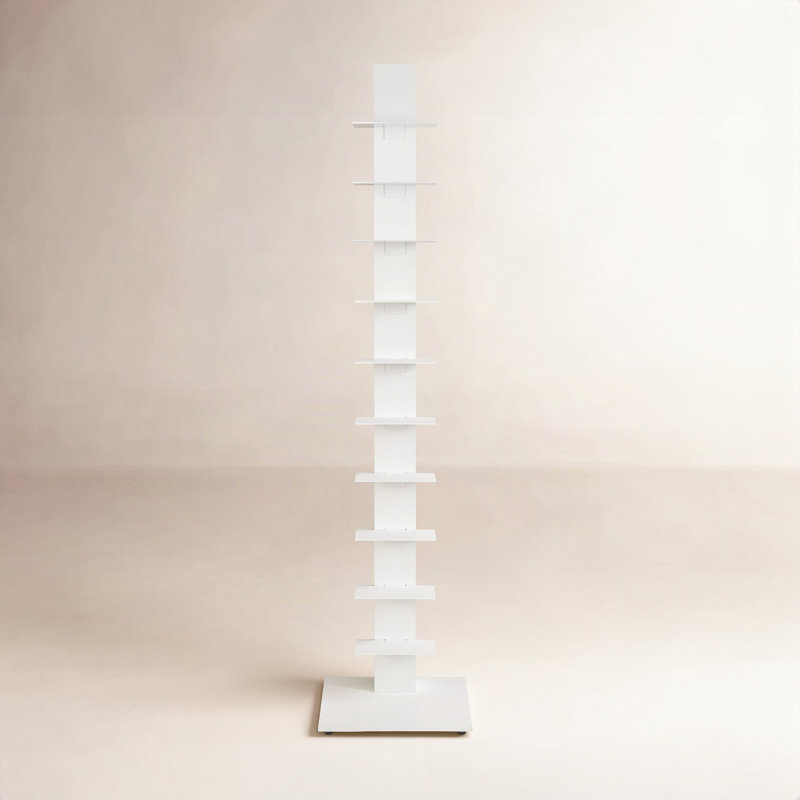 Ajax Stainless Steel 10-Tier Ladder Bookcase, White
