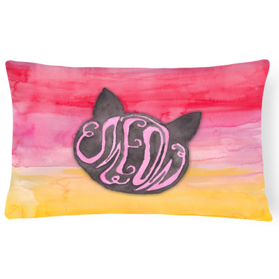 Coussin lombaire en aquarelle chat face cats meow