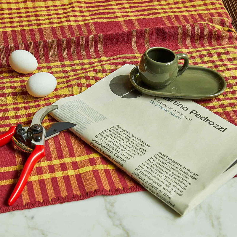Trattoria Plaid Tablecloth, 59.1" Square, Yellow/Red