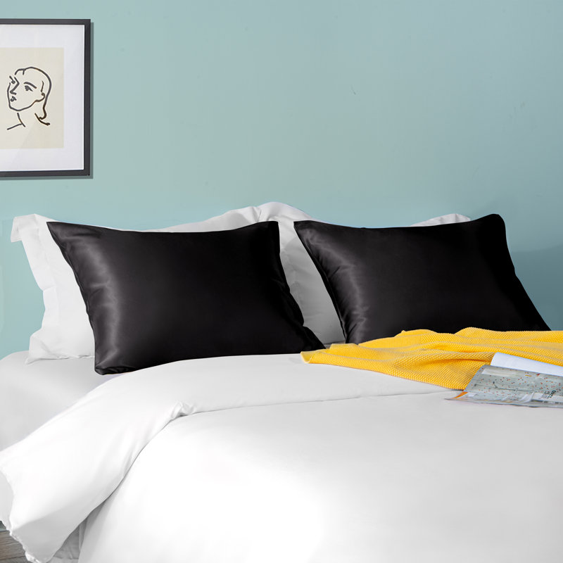Taies d'oreiller, taies d'oreiller luxueuses en satin avec fermeture à enveloppe - NTBAY, Noir, Taie d’oreiller standard