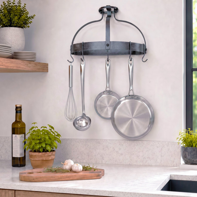 Handcrafted Crown Wall Rack with 12 Hooks, Hammered Steel