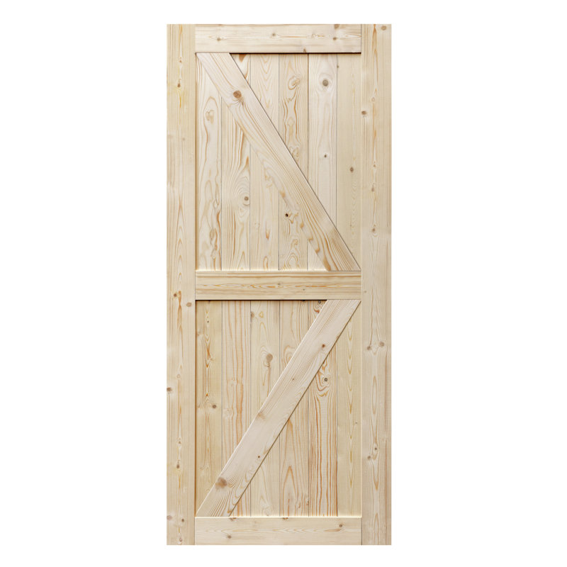 Porte de grange de 20 à 60 po avec porte de grange britannique sans finition / style moderne / bois massif / assemblage simple requis / sans quincaillerie coulissante 