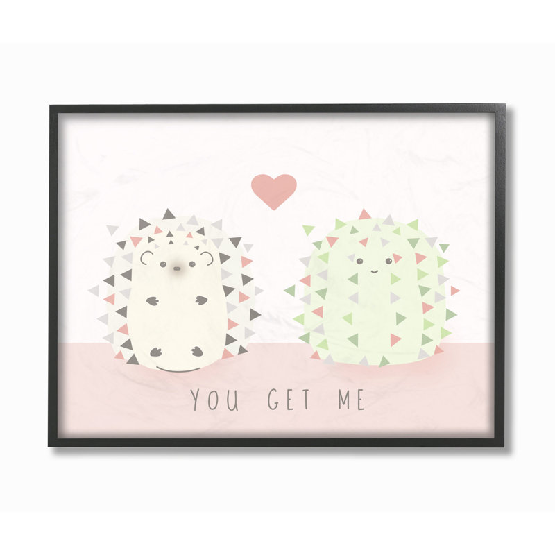 «Drakes You Get Me Hedgehog and Cactus», art mignon, Giclée encadrée noir minuit, H 16 po x l 20 po x P 1,5 po