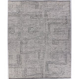 Aldridge Geometric Hand-Knotted Wool Area Rug in Ivory/Gray