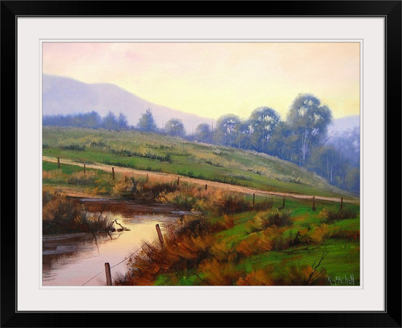 « d’après-midi », reproduction d’art Graham Gercken, Cadre noir, H 35 po x l 44 po x P 1 po