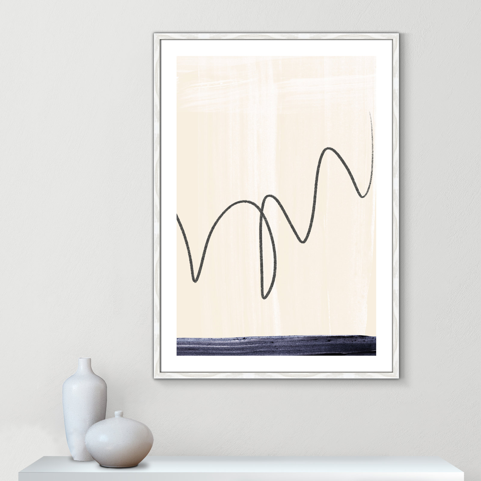 Tigerlily "Departured II" Painting, 41.5" H x 29.5" W x 0.75" D, White Framed Paper