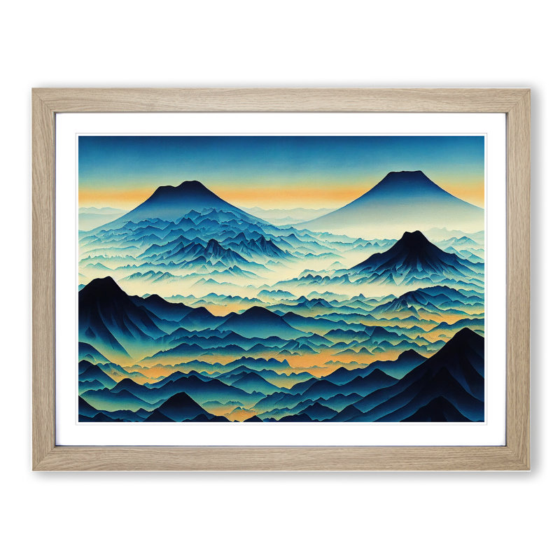 XH1022-6641X Japanese Mountains Vol.5 1 Piece Single Picture Frame Painting, 46cm H x 64cm W x 2cm D, Oak