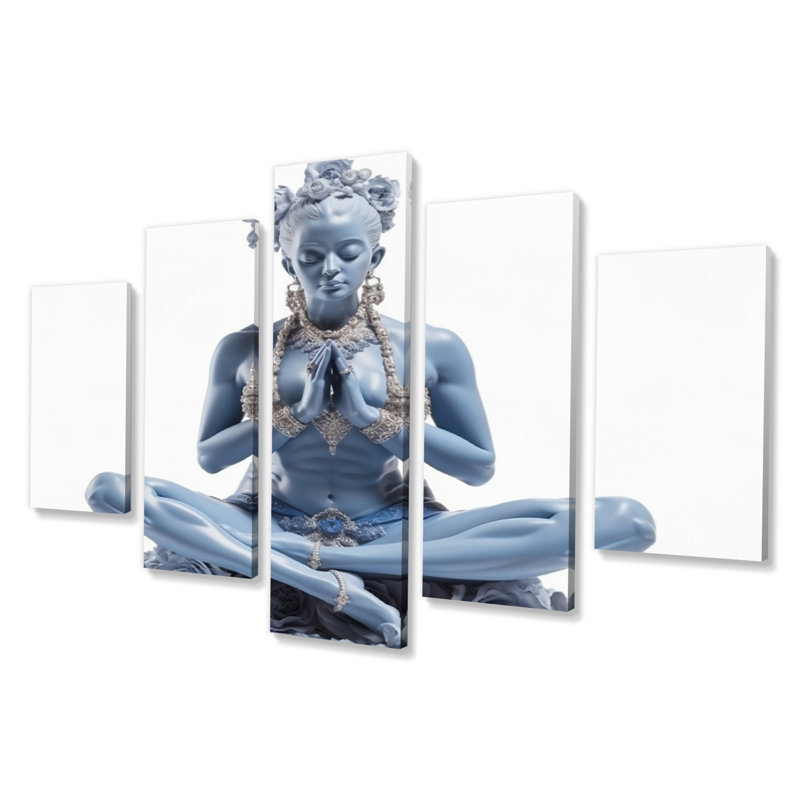 Blue Yogini Elegant Grace Elevating Spirit - Yoga Canvas Art Print - 5 Panels