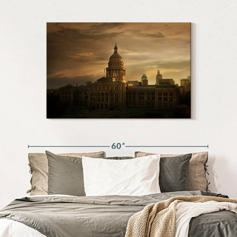 Coucher de soleil au Texas State Capitol, H 32 po x l 48 po