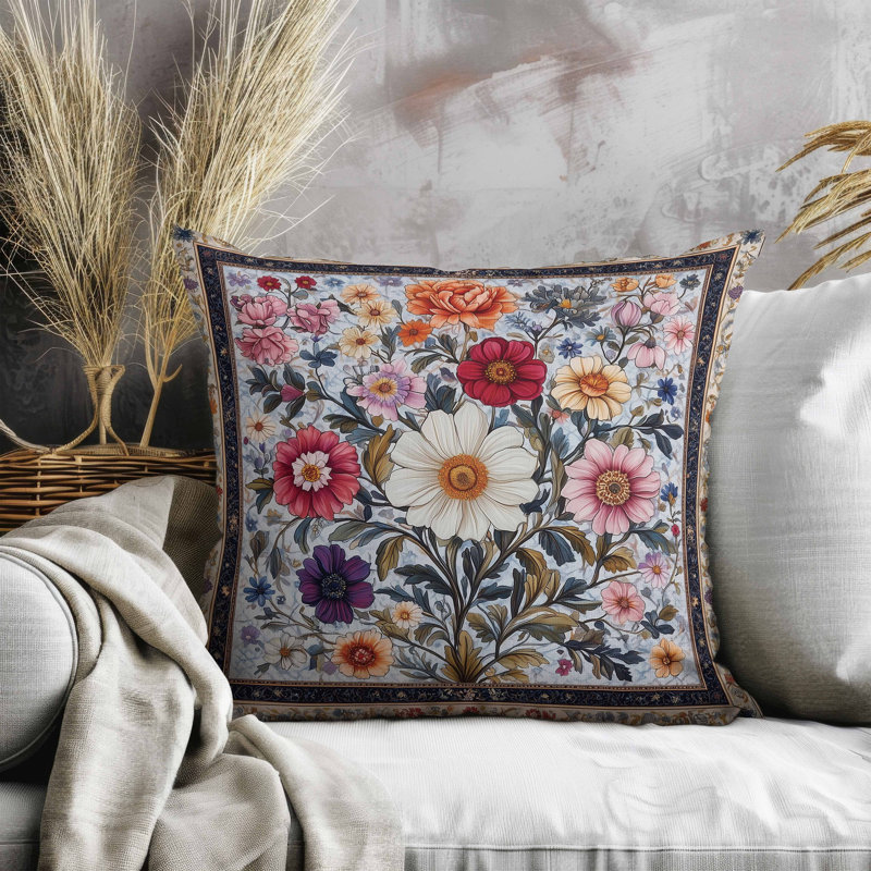 Coussin en faux suède Bloom Burst, Carré 20 po