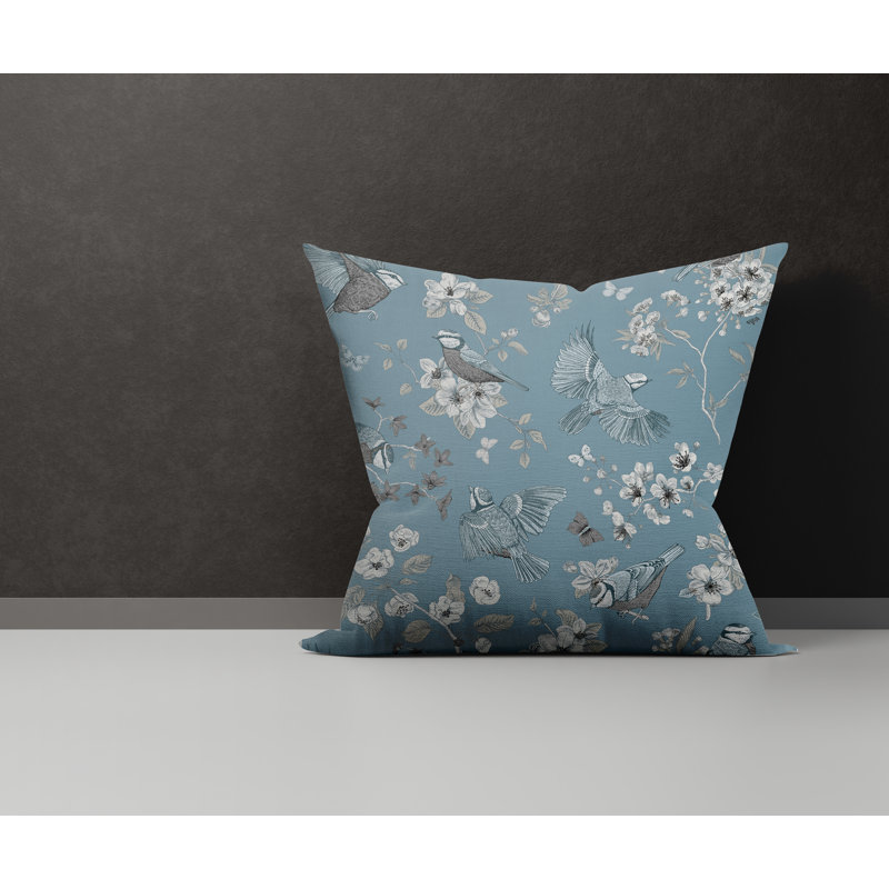  Housse de coussin en coton Cosette, L 19 po x H 19 po, Bleu