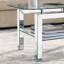 Table basse en verre avec pieds en acier inoxydable à miroir, table supérieure en verre trempé à 2 niveaux avec tablette inférieure