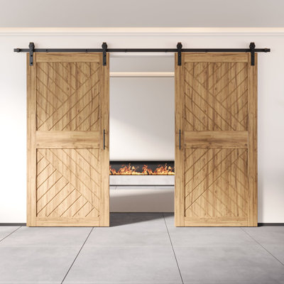 Porte de grange 8-en-1 à conception géométrique 8-en-1 de 40 po x 84 po Homacer