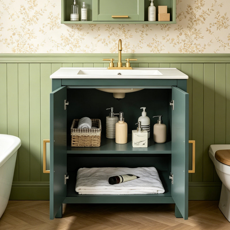 30'' Green Modern Freestanding Single Bathroom Vaniy Set, Blue