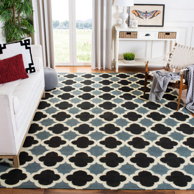 Tapis géométrique en laine tissé à la main Milltown