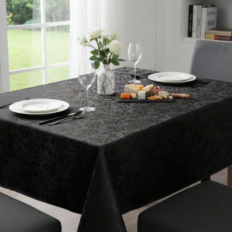 Haight Blossom Tablecloth Black 52X70