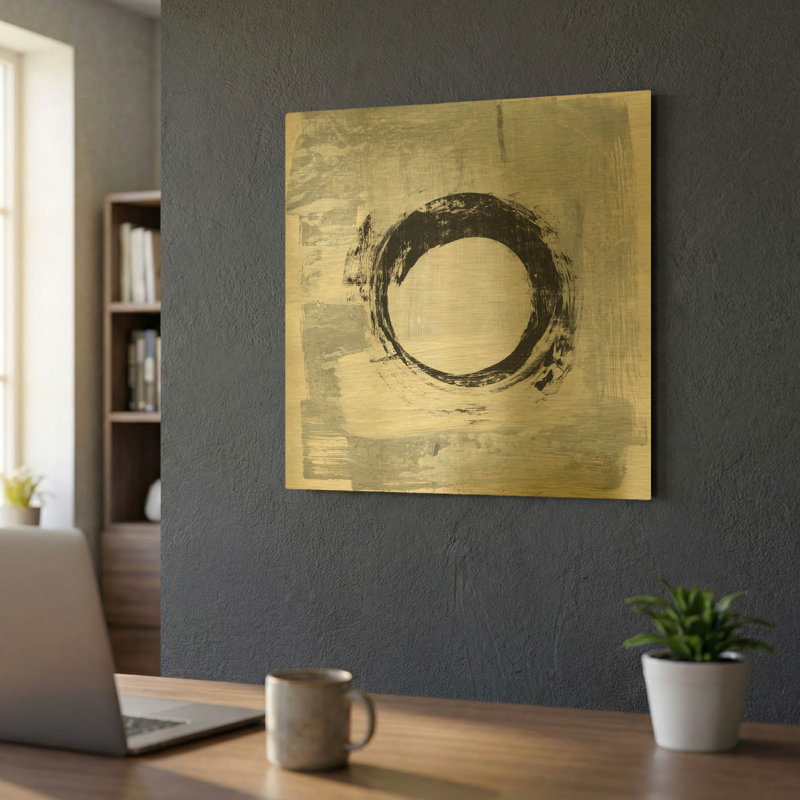 «Zen Circle I Crop» par Melissa Averinos, art mural en métal doré, 24 po x 24 po, 24 po x 24 po