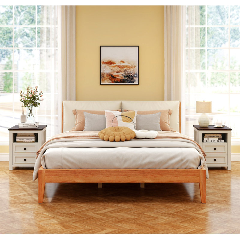 Winston Porter Farmhouse Charging Nightstand – 2 Drawers + Open Cabinet, 18"x18"x24" – Multi-Use End Table for Living Room, Bedroom or Office