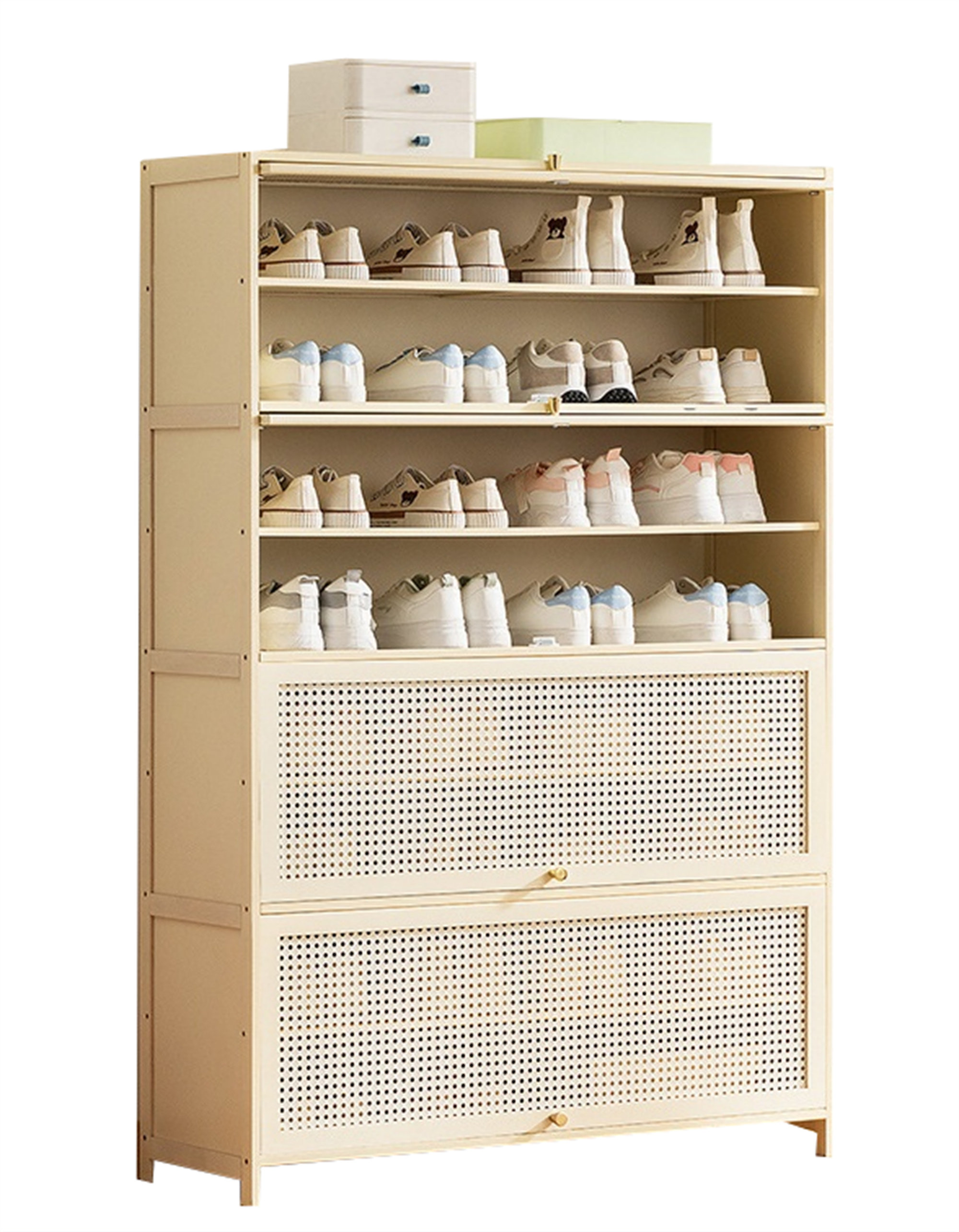 Graduated Shoe Rack Latitude Run® Tall Standing Multi-tier Shoe Rack With Doors | Wayfair