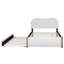 Lit plateforme tapissier avec pieds de soutien en bois et lit gigogne, blanc-1308435464