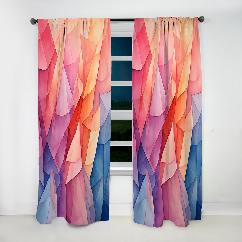 Gennoveva cubique multicolore cubique à facettes I - rideau en velours moderne - obscurcissant - 1 panneau, L 52 po x L 84 po