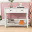 Console Charmie en bois avec deux tiroirs et tablette ouverte pour le salon-1854123822