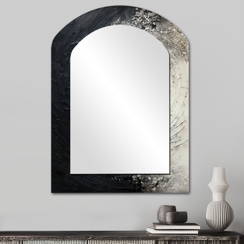 Printed Spiral - Miroir mural asymétrique abstrait en spirale, 34 po x 25 po