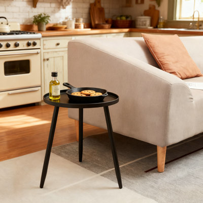 Modern Round Side Table With 3-Leg Design, Sturdy Metal Accent Table For Living Room, Bedroom, Balcony, And Outdoor Use As Plant Stand Or Nightstand