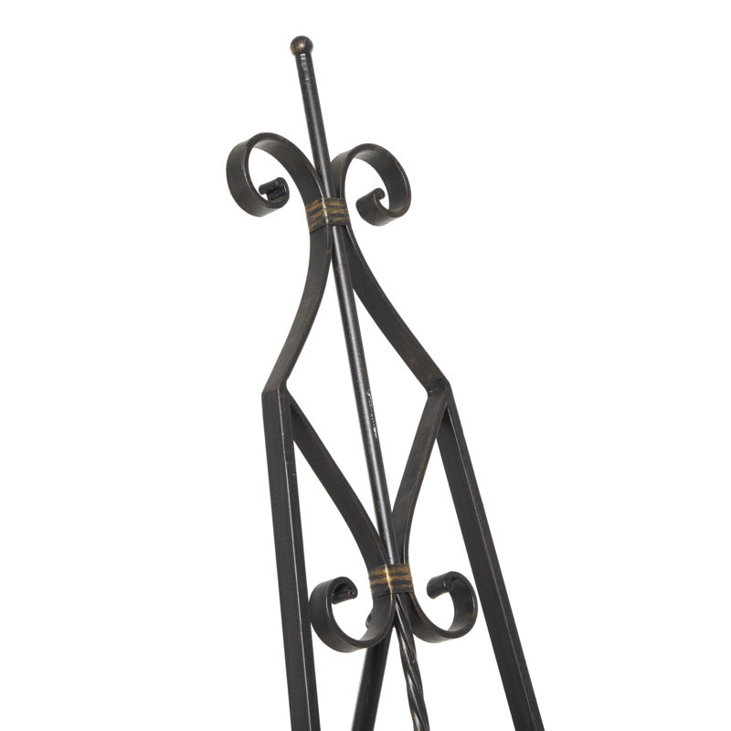 Opalo Metal Tall Adjustable Scroll Black Display Easel with Gold Accents