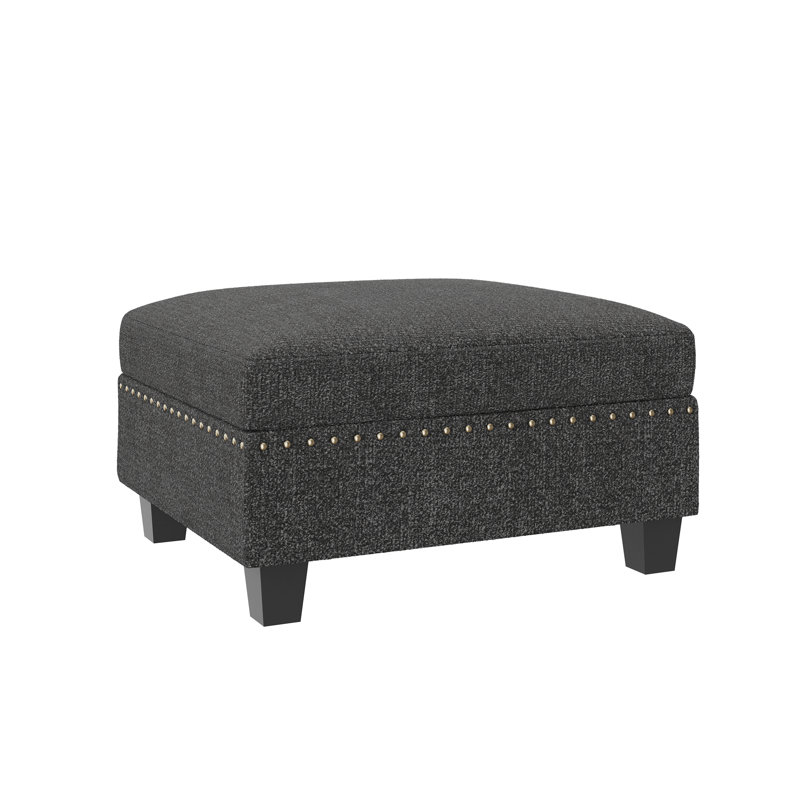 Anureet Upholstered Ottoman, Dark Grey