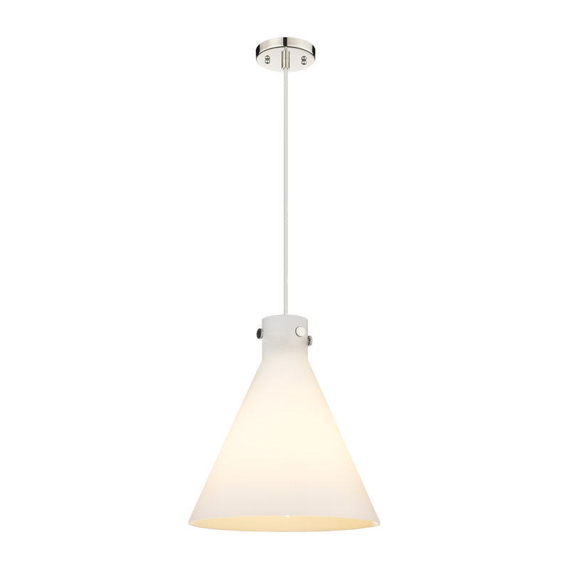 1 - Light Single Drop Pendant Pendant, 16.5" H x 14" W x 14" D, Matte White, Polished Nickel