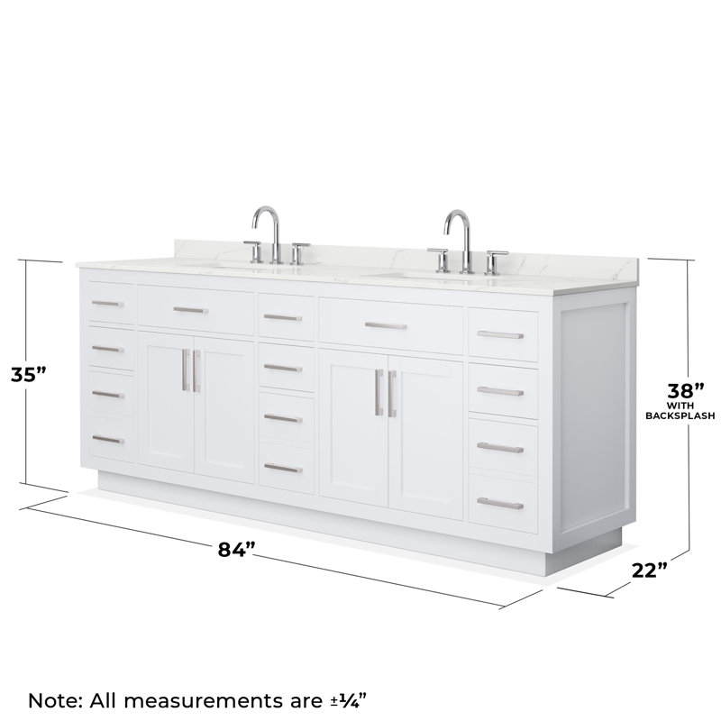 Beckett TK 84'' W Vanity, 8" Center, Brushed Nickel, Giotto Quartz