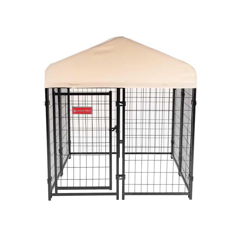 Khaki Steel Frame Outdoor Dog Kennel with Waterproof Roof
