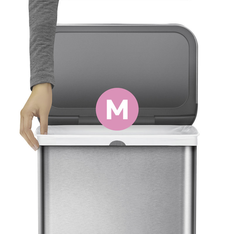 Simplehuman Code M Liners, Pack Of 60 Liners, 50% Recycled Custom Fit Bin Bags, 45L, White