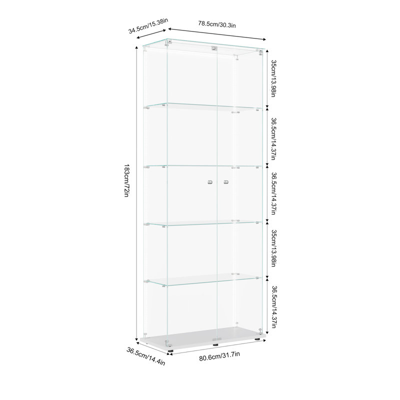 Charmagne Display Cabinet, White, LED Strip Lights