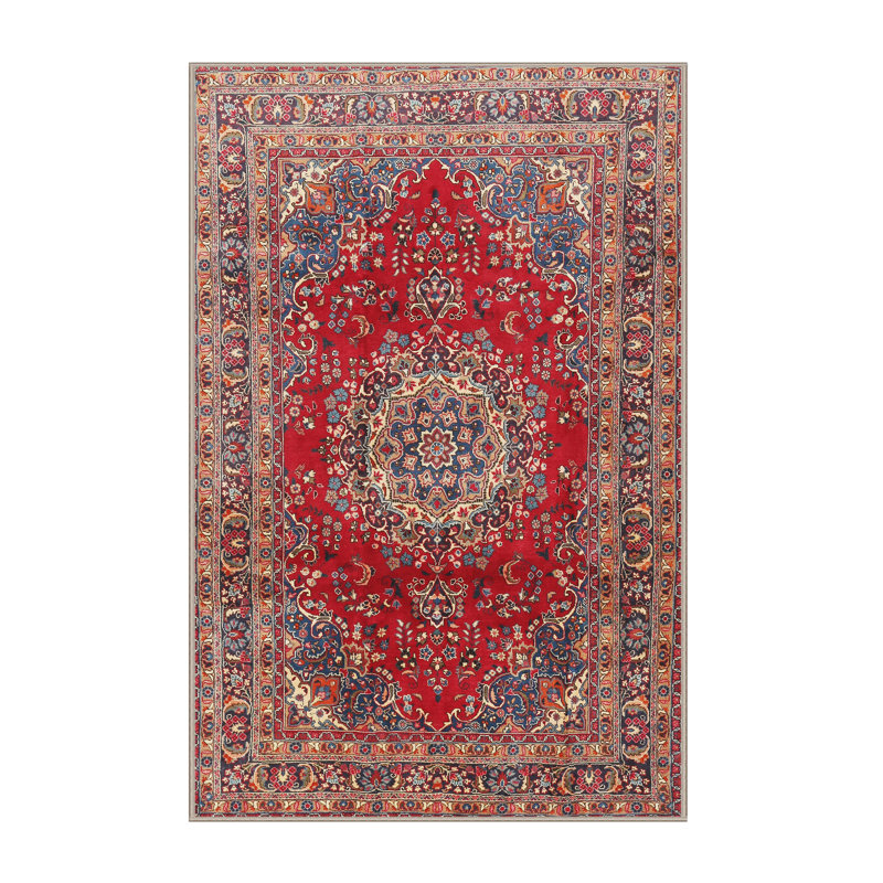 Tapis traditionnel rouge / bleu Gendry, Rectangle 2 pi x 3 pi