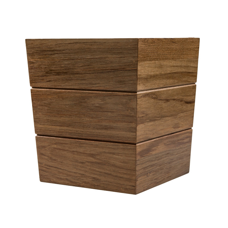 Large Teak Wood Waste Basket with Oiled Finish