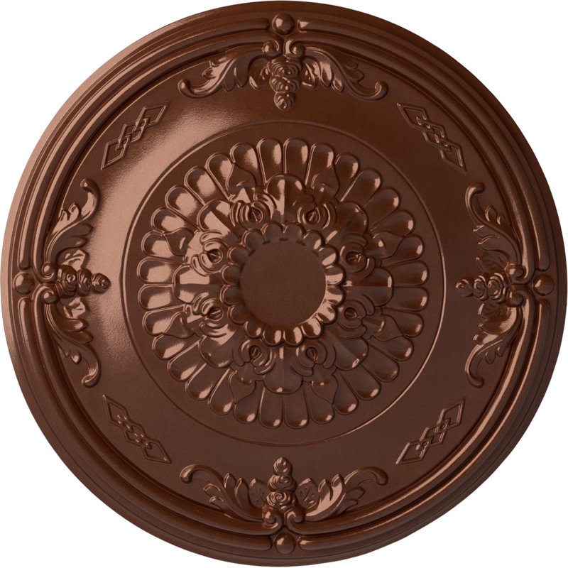 Médaillon de plafond Endurathane Loera, DE 26 5/8 po x P 4 1/2 po x P 1 3/8 po (convient aux auvents jusqu'à 6 1/4 po), pot peint à la main de fini craquelé crème