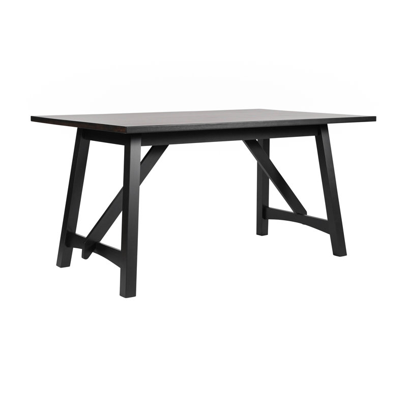 Farmhouse Style Solid Wood Commercial Grade Trestle Base Dining Table, Black