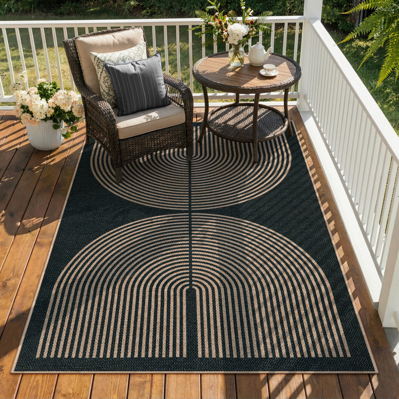 Narze Modern Easy Jute Machine Washable Outdoor Rug with Non-Slip Backing for RV, Backyard, Patio，Balcony, Rectangle 4' x 6'