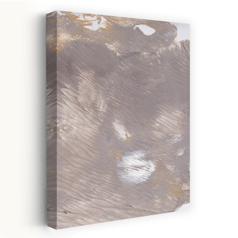 Tableau abstrait moderne aux tons neutres, représentant des formes organiques, 60" H x 40" W