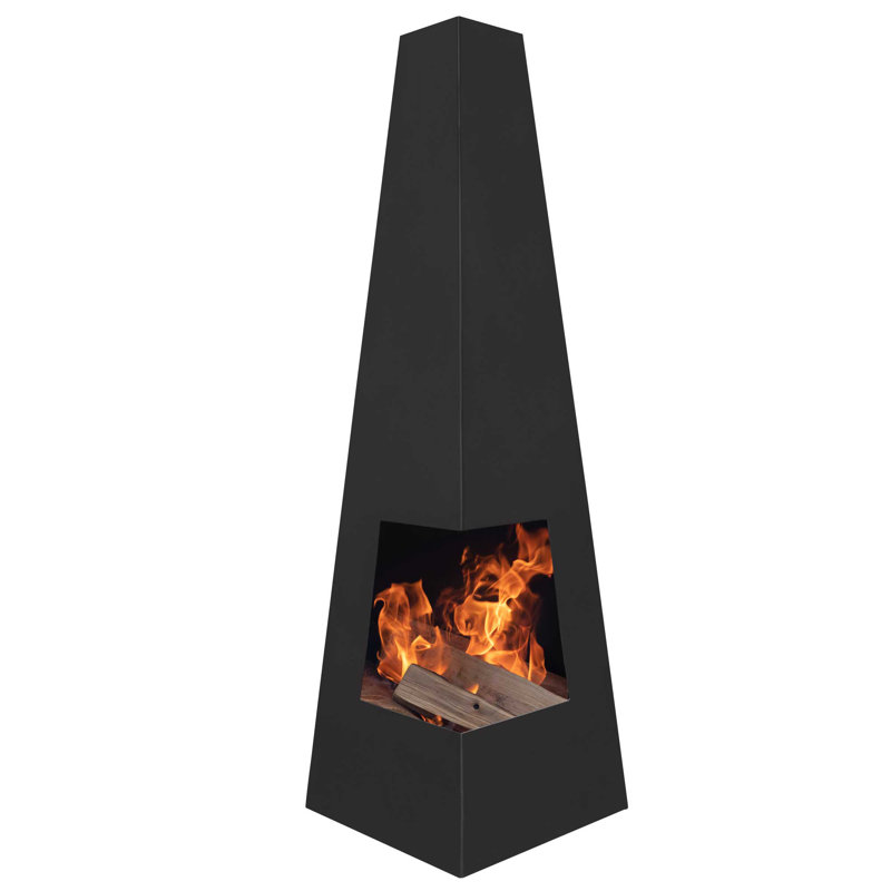 Gebke Square Steel Wood Burning Smokeless Chimnea, Black