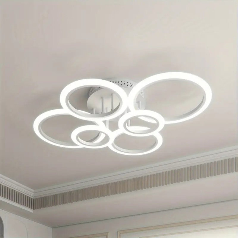 Modern LED Ceiling Light With 3-Color Stepless Dimming (2800K-7000K), 6400 Lumens, Flush Mount, 31.5-Inch Acrylic Chandelier With Metal Finish – Perfect For Living Room, Dining Area, Kitchen, And More