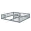 Double Twin Floor Bed With Fence And Guardrails-881424615