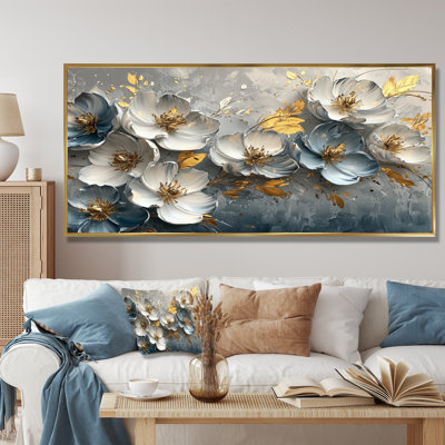 Décoration murale tulipes dorées et velours bleu - Tulipes