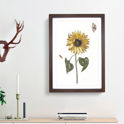 Sunflower with Butterflies by Johan Teyler - Picture Frame Painting Print on MDF