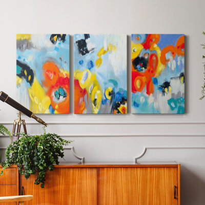 In the Loop II - ensemble de 3 peintures sur toile tendue